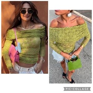 ZARA off shoulder long sleeves lace top size L